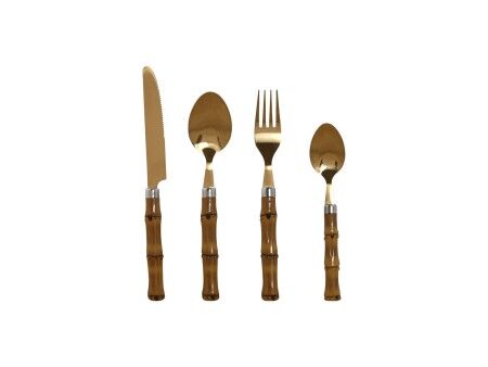 Zastawa stołowa Home ESPRIT Złoty Naturalny Stal nierdzewna ABS 3 x 2 x 16 cm 24 Części