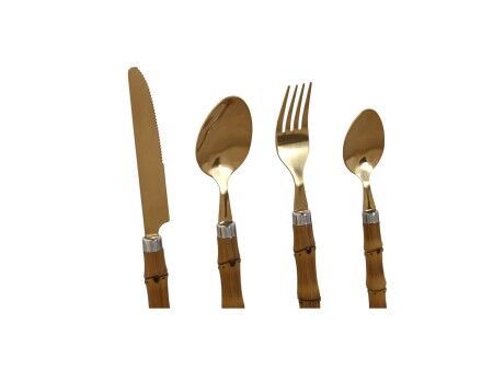 Zastawa stołowa Home ESPRIT Złoty Naturalny Stal nierdzewna ABS 3 x 2 x 16 cm 24 Części
