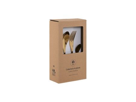Zastawa stołowa Home ESPRIT Złoty Stal nierdzewna 2 x 1,5 x 25,5 cm 16 Części