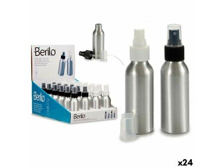 Butelka ze Spryskiwaczem Berilo CH9979-2 Biały Czarny Przezroczysty Srebrzysty Aluminium polipropylen 100 ml (24 Sztuk)