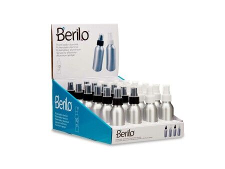 Butelka ze Spryskiwaczem Berilo CH9979-2 Biały Czarny Przezroczysty Srebrzysty Aluminium polipropylen 100 ml (24 Sztuk)