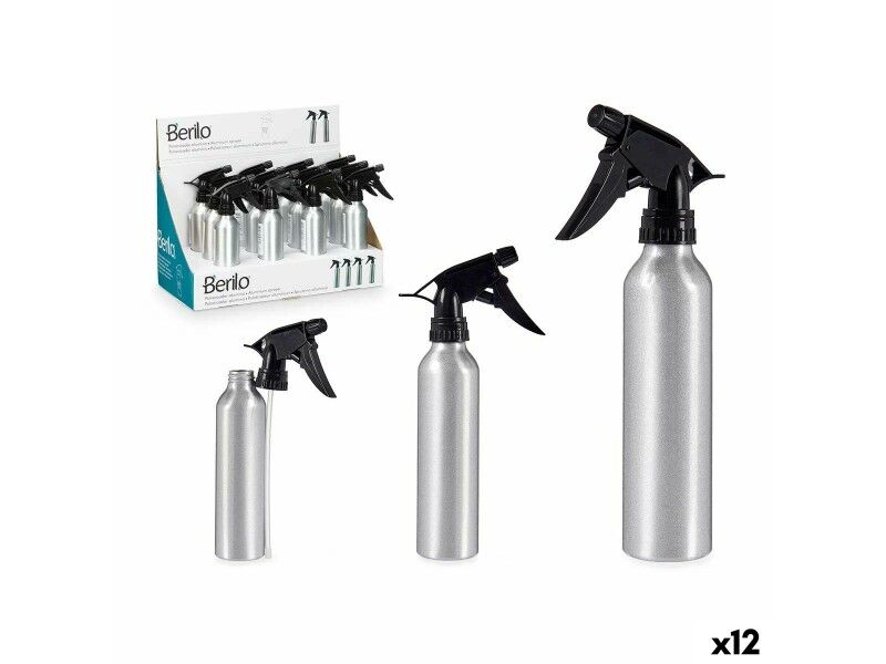 Butelka ze Spryskiwaczem Berilo 37581 Czarny Srebrzysty Aluminium polipropylen 300 ml (12 Sztuk)