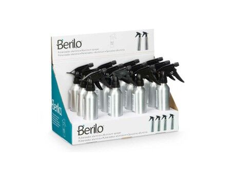 Butelka ze Spryskiwaczem Berilo 37581 Czarny Srebrzysty Aluminium polipropylen 300 ml (12 Sztuk)