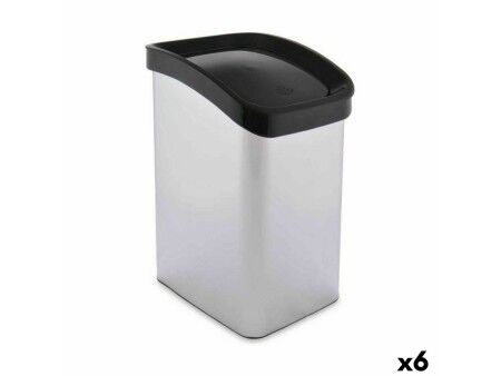 Kosz na Śmieci Berilo D085-1 Srebrzysty Plastikowy 12 L Ruchome (6 Sztuk)
