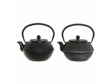 Dzbanek na herbatę DKD Home Decor Czarny Srebro Żelazo (18.5 x 16 x 17 cm) (2 pcs) (1200 ml)