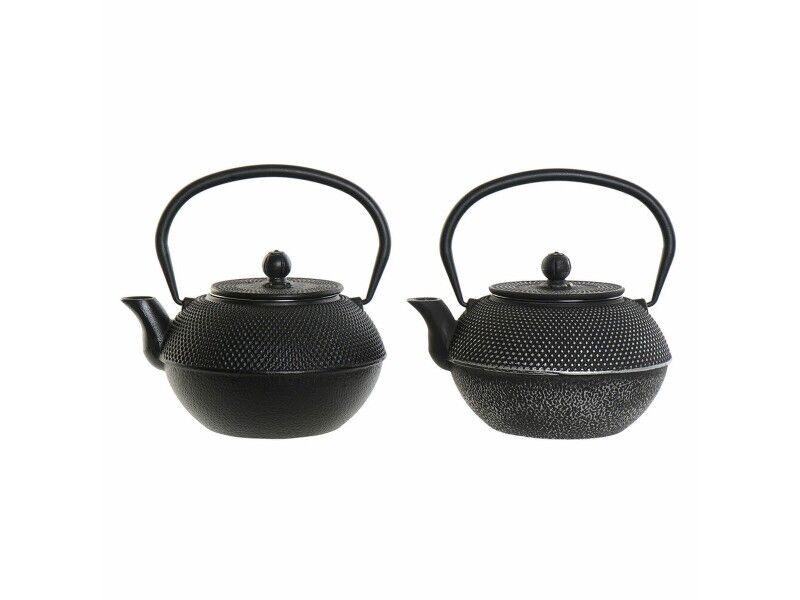 Dzbanek na herbatę DKD Home Decor Czarny Srebro Żelazo (18.5 x 16 x 17 cm) (2 pcs) (1200 ml)