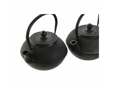 Dzbanek na herbatę DKD Home Decor Czarny Srebro Żelazo (18.5 x 16 x 17 cm) (2 pcs) (1200 ml)