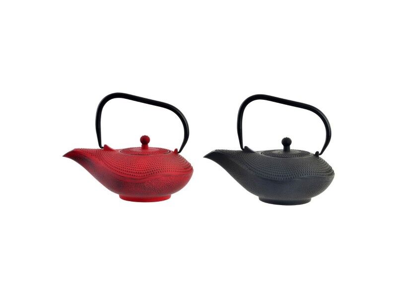 Dzbanek na herbatę DKD Home Decor Czerwony Czarny Żeliwo (1000 ml) (2 Sztuk)