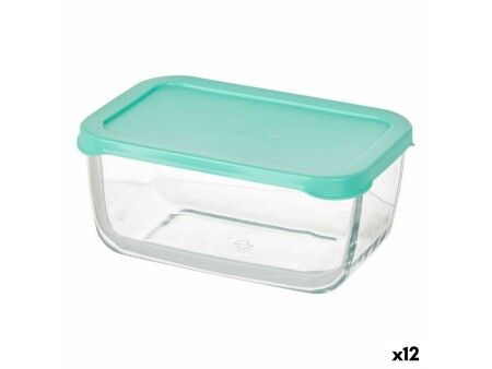 Pojemnik na Lunch Pasabahce Snow Kolor Zielony Przezroczysty Szkło Polietylen 790 ml 16,3 x 7,4 x 11,4 cm (12 Sztuk)