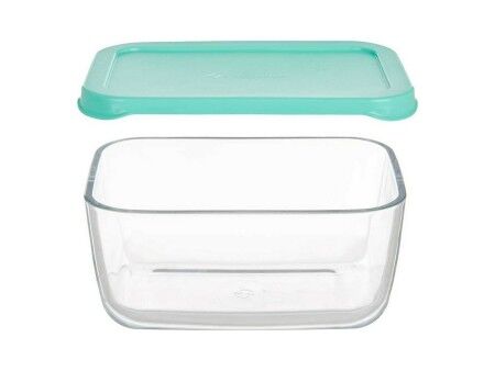 Pojemnik na Lunch Pasabahce Snow Kolor Zielony Przezroczysty Szkło Polietylen 790 ml 16,3 x 7,4 x 11,4 cm (12 Sztuk)
