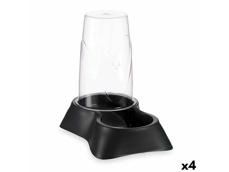 Karmnik dla Zwierząt Dozownik Czarny polipropylen 3,5 L 21,5 x 32,5 x 32,5 cm (4 Sztuk)