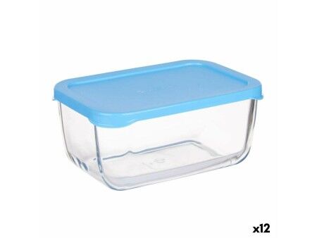 Pojemnik na Lunch Pasabahce SNOW BOX Niebieski Przezroczysty Szkło Polietylen 790 ml 16,3 x 7,4 x 11,4 cm (12 Sztuk)