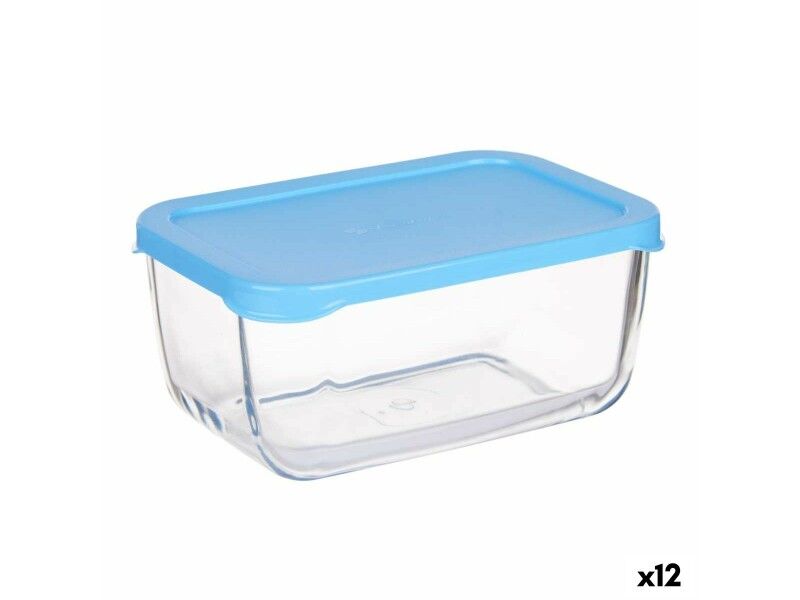 Pojemnik na Lunch Pasabahce SNOW BOX Niebieski Przezroczysty Szkło Polietylen 790 ml 16,3 x 7,4 x 11,4 cm (12 Sztuk)