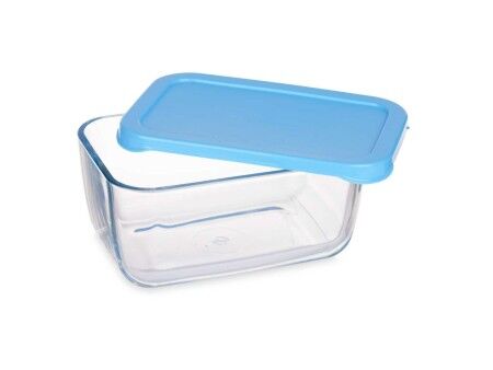 Pojemnik na Lunch Pasabahce SNOW BOX Niebieski Przezroczysty Szkło Polietylen 790 ml 16,3 x 7,4 x 11,4 cm (12 Sztuk)
