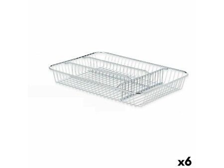 Organizer na Sztućce Kinvara CN-W7267-1 CHROME Srebrzysty Srebro Metal 26 x 4,5 x 35,5 cm (6 Sztuk)