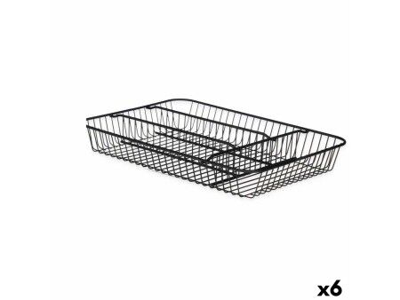Organizer na Sztućce Kinvara W7267-1 Czarny Metal 26 x 4,7 x 35,5 cm (6 Sztuk)