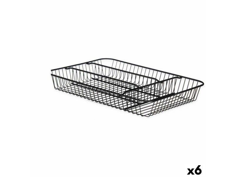 Organizer na Sztućce Kinvara W7267-1 Czarny Metal 26 x 4,7 x 35,5 cm (6 Sztuk)