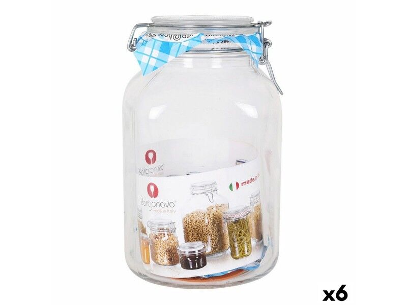 Słoik Borgonovo 33216 Hermetyczny Przezroczysty 3,1 L 13 x 13 x 24 cm (6 Sztuk)