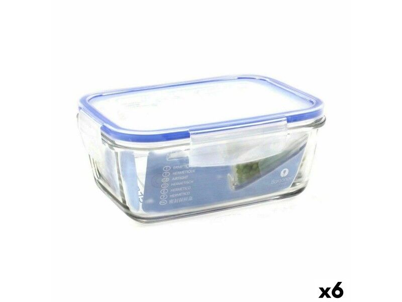 Hermetyczne pudełko na lunch Borgonovo Superblock Prostokątny 17,5 x 13 x 7,5 cm (6 Sztuk)