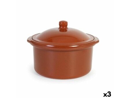 Garnek z Pokrywką Azofra Terakota 30,5 x 28 x 21 cm (3 Sztuk)