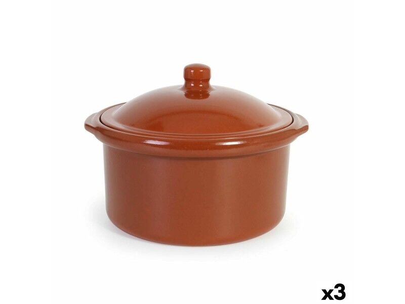 Garnek z Pokrywką Azofra Terakota 30,5 x 28 x 21 cm (3 Sztuk)