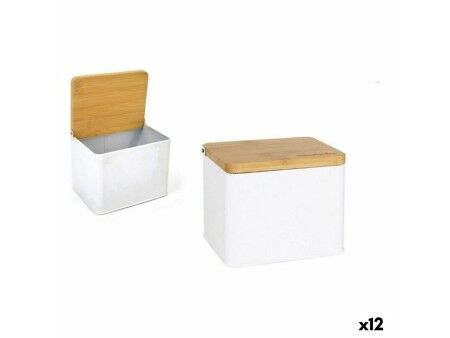 Solniczka z pokrywką Privilege Metal Bambus 14 x 11 x 11 cm (12 Sztuk) (14 x 11 x 11 cm)