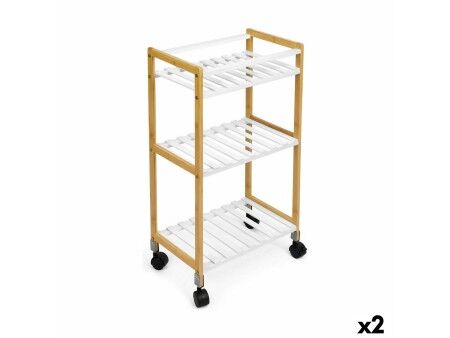 Wózek na Warzywa Confortime Biały Bambus 40 x 25 x 70 cm (2 Sztuk)