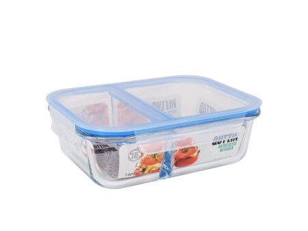 Hermetyczne pudełko na lunch Quttin 2 Przegródki Prostokątny 1,4 L (6 Sztuk)