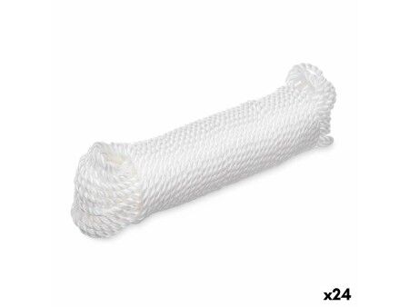 Linka do Prania Biały Plastikowy 20 m (24 Sztuk)