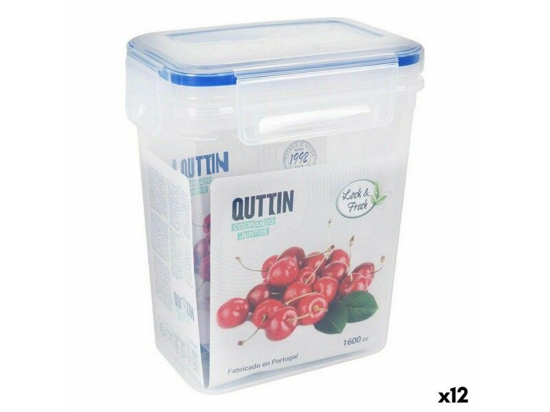 Hermetyczne pudełko na lunch Quttin 1,6 L Prostokątny 15 x 10 x 18 cm (12 Sztuk)