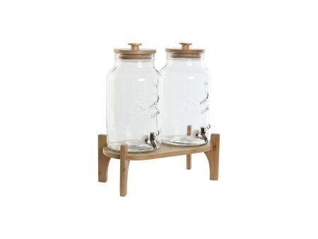 Dozownik napojów Home ESPRIT Silikon Bambus Szkło Plastikowy 5,5 L 37 x 25 x 46 cm