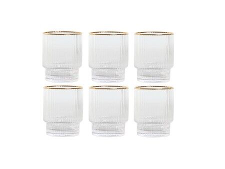 Zestaw kieliszków Home ESPRIT Przezroczysty Złoty Szkło 320 ml (6 Sztuk)