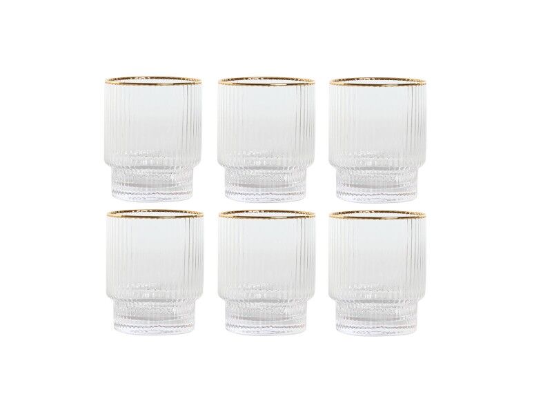 Zestaw kieliszków Home ESPRIT Przezroczysty Złoty Szkło 320 ml (6 Sztuk)