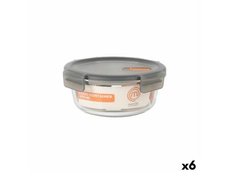 Hermetyczne pudełko na lunch MasterChef Szary Przezroczysty Okrągła 970 ml (6 Sztuk)
