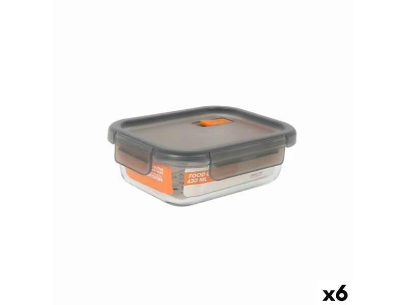 Hermetyczne pudełko na lunch MasterChef Szary Przezroczysty Prostokątny 630 ml (6 Sztuk)