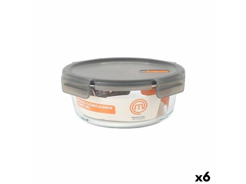 Hermetyczne pudełko na lunch MasterChef Szary Przezroczysty Okrągła 1,3 L (6 Sztuk)