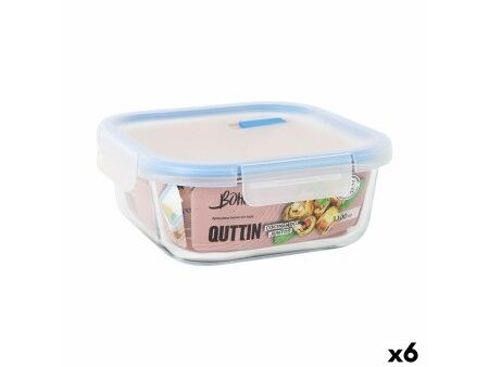Hermetyczne pudełko na lunch Quttin Boho Przezroczysty 1,1 L (6 Sztuk)
