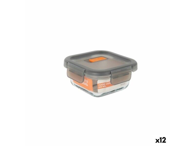 Hermetyczne pudełko na lunch MasterChef Szary Przezroczysty Kwadratowy 310 ml (12 Sztuk)