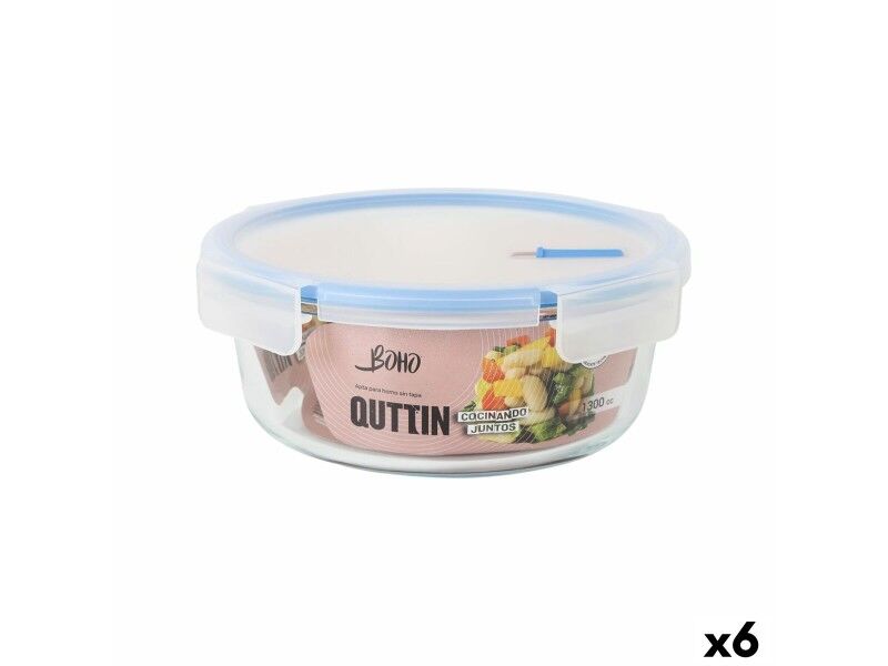 Hermetyczne pudełko na lunch Quttin Boho Przezroczysty 1,3 L (6 Sztuk)