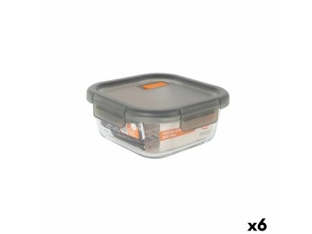 Hermetyczne pudełko na lunch MasterChef Szary Przezroczysty Kwadratowy 800 ml (6 Sztuk)