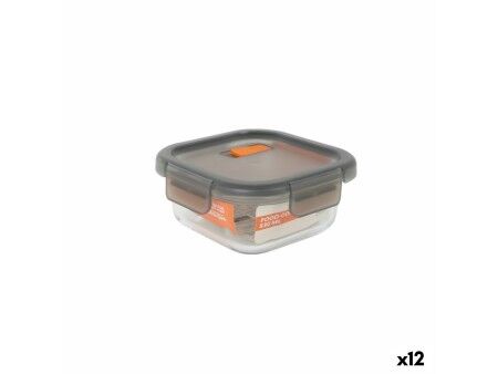 Hermetyczne pudełko na lunch MasterChef Szary Przezroczysty Kwadratowy 530 ml (12 Sztuk)