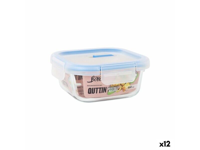 Hermetyczne pudełko na lunch Quttin Boho Przezroczysty 550 ml (12 Sztuk)