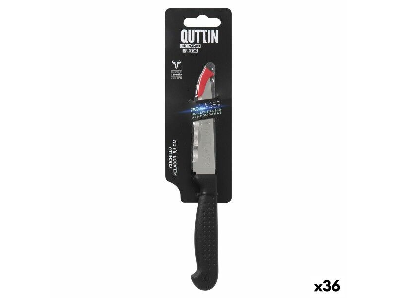 Nóż Obierak Quttin Laser Czarny Srebrzysty Stal nierdzewna 8,5 cm (36 Sztuk)