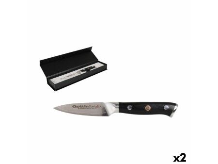 Nóż Obierak Quttin Damaskus Czarny Srebrzysty Stal nierdzewna 9 cm (2 Sztuk)