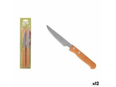 Zestaw Noży do Mięsa Inde NATURA Brązowy Srebrzysty 10,5 cm 4 Części (12 Sztuk)