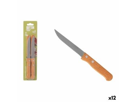 Zestaw Noży do Mięsa Inde Natura Brązowy Srebrzysty 10,5 cm Uniwersalny 4 Części (12 Sztuk)