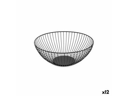 Miska na Owoce Confortime Czarny Metal 24,5 x 24,5 x 10 cm (12 Sztuk)