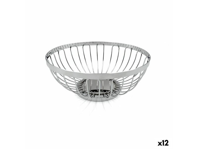 Koszyk na pieczywo My Bar Srebrzysty Metal ø 20,5 x 8,5 cm (12 Sztuk)