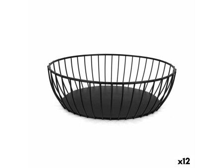 Koszyk na pieczywo My Bar Czarny Metal Owalne 24 x 19 x 8 cm (12 Sztuk)
