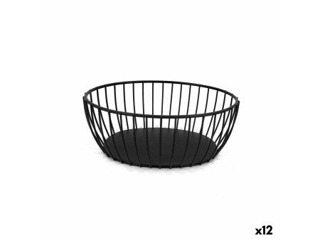 Koszyk na pieczywo My Bar Czarny Metal Owalne 20 x 15 x 8 cm (12 Sztuk)